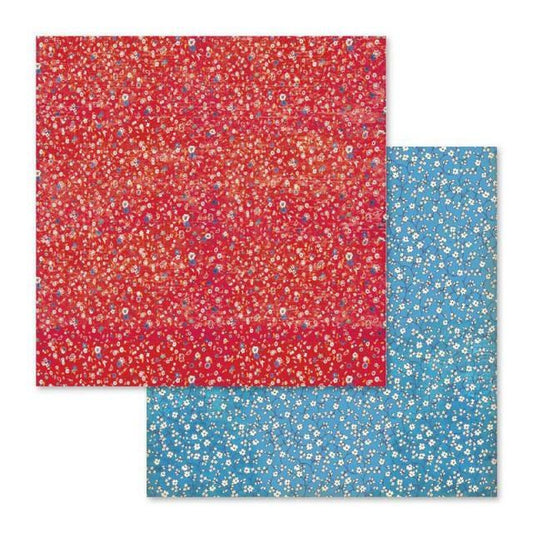 Scrap Paper Double Sided Patchwork Floral Red Flowers SBB573