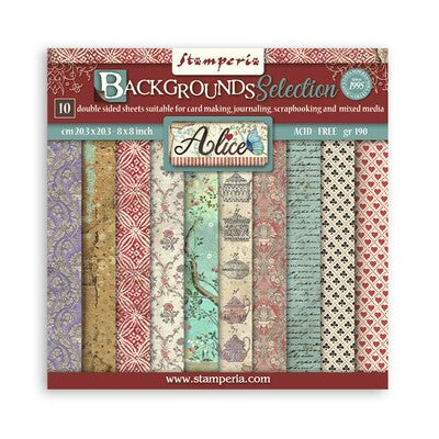 Blocco Stamperia Alice Backgrounds 20x20