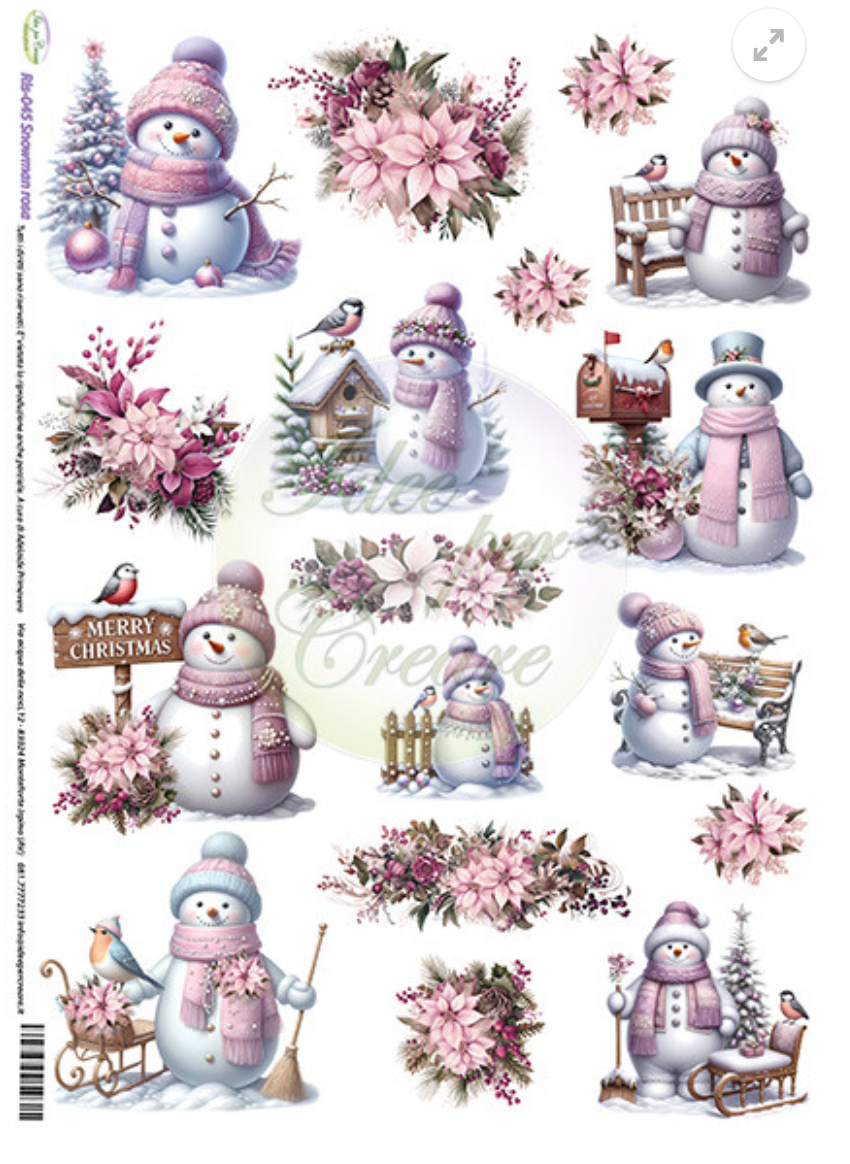 Carta Riso A3 Idee Per Creare Snowman Rosa