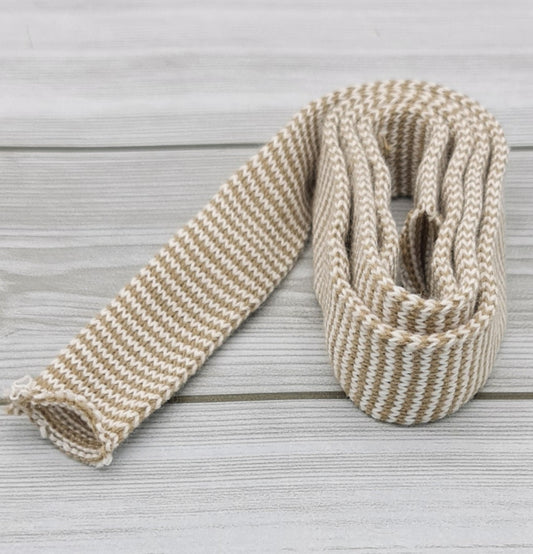 Wool Tubular Stripe 3cm Taupe/Cream