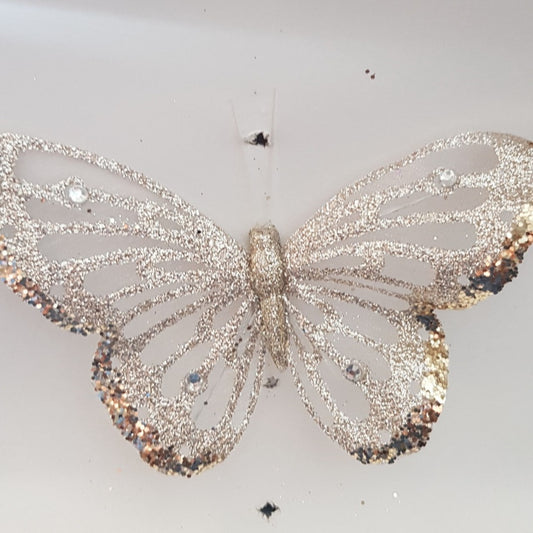 Champagne Glitter Butterfly 15x9 cm